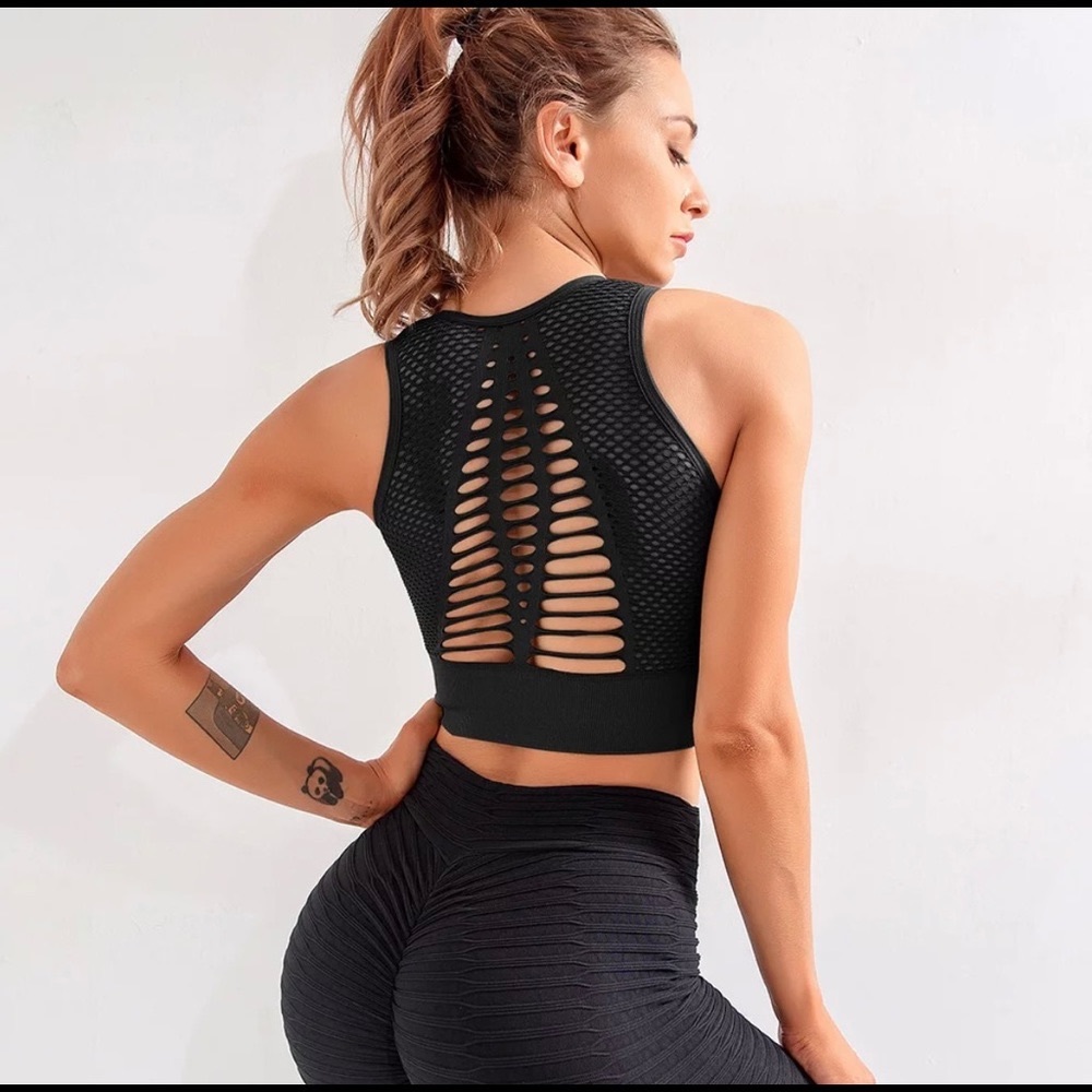 Backless black yoga fitness Top